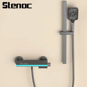 Pommeau de douche mural en laiton gris odorHOBathtub, douche, ensemble de centre commercial, cascade