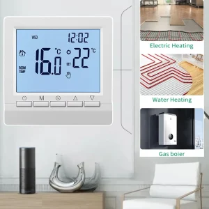 Thermostat de maison intelligente avec verrouillage enfant, régulateur de température électrique, eau chaude, chauffage au sol, bomicrophone à gaz, batterie Thermostat de maison intelligente avec verrouillage enfant, régulateur de température électrique, eau chaude, chauffage au sol, bomicrophone à gaz, batterie