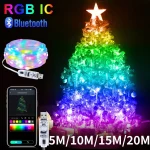 5M/10M/15M/20M RGBIC USB Sting lumière Bluetooth APP bricolage LED guirlandes lumineuses décoration pour noël mariage fête d&rsquo;anniversaire