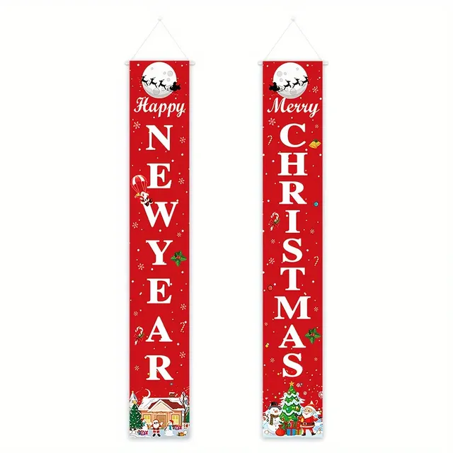 Bannière Noël lot deux panneaux verticaux tissu… – vue 4