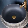 Lavabo colonne fonte effet pierre striée gris beige… – vue 4