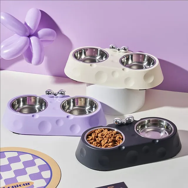 Double bol en acier inoxydable pour chien
