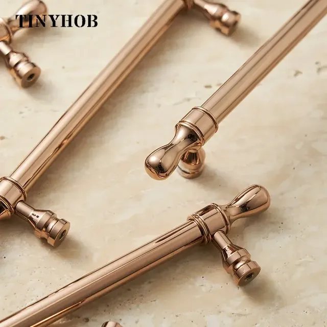 Poignées et boutons de porte d'armoire en or Rose