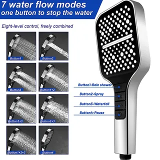 Nouveau SquarBlack pomme de douche réglable 7 modes robinet de douche…