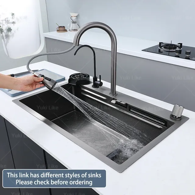 Nouvel évier de cuisine en acier inoxydable avec cascade – vue 6