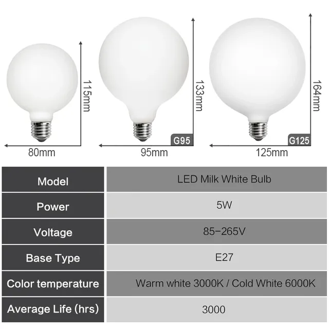 Grande Ampoule LED E27 85-265V G80 G95 G125 – vue 4