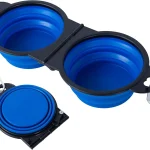 Bol double suspendu pliant pour animaux de compagnie, bol pour chat et chien, vaisselle d&rsquo;extérieur portable pour chat et chien, bol d&rsquo;eau potable en silicone