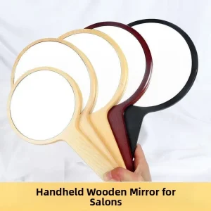 Miroir rond portatif en bois pour Salon de beauté, miroir de maquillage brodé, miroir professionnel à petite poignée pour personnes ordinaires Miroir rond portatif en bois pour Salon de beauté, miroir de maquillage brodé, miroir professionnel à petite poignée pour personnes ordinaires