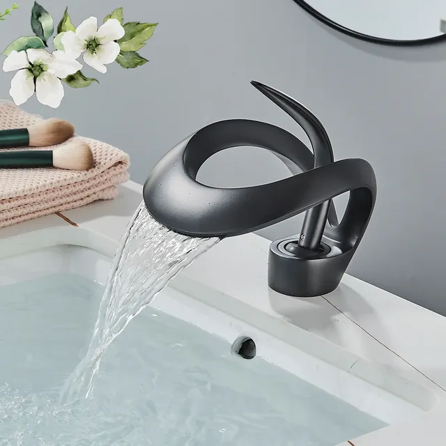 Cascade d'eau chaude et froide en laiton noir – vue 4