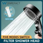Pommeau de Douche Filtré à Haute Pression, Buse de Douche Universelle Portable, Arrêt à une Clé, 10 Modes