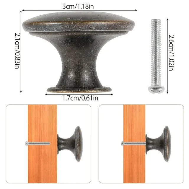 Lot douze boutons meubles ronds tête plate col évasé… – vue 3