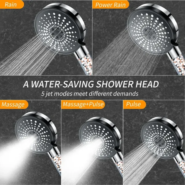Pommeau de douche avec filtre de réglage de l'eau à 5… – vue 3