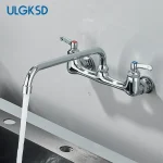 Évier de cuisine chaud et froid en laiton, robinet de centre commercial, grue à bec, poignée unique, montage mural dissimulé, bain