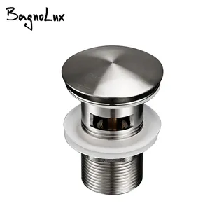 Bonde lavabo acier inoxydable brossé mat clic clac tête ronde plate…