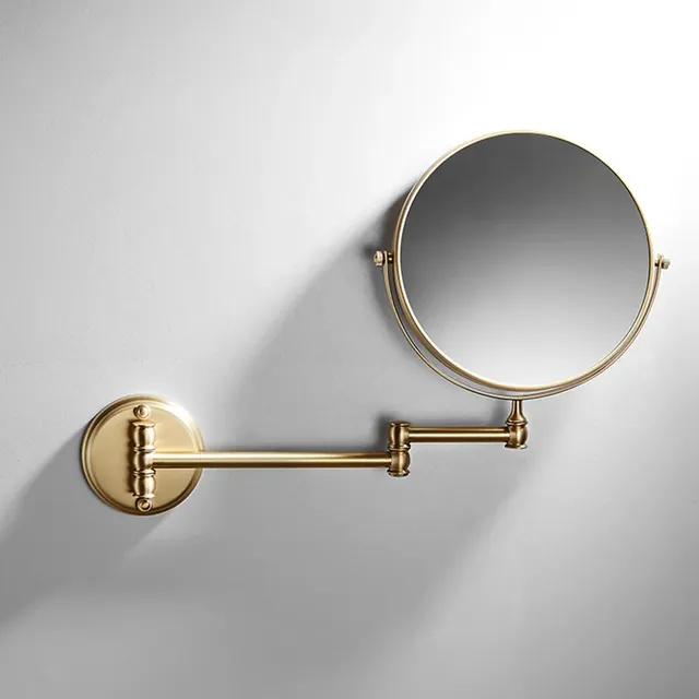 Miroir de salle de bain rond en or brossé – vue 2