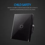 Interrupteur tactile ue AC100 240V, panneau en verre cristal noir et blanc trempé, interrupteurs de capteur d&rsquo;éclairage mural