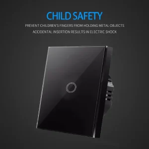 Interrupteur tactile ue AC100 240V, panneau en verre cristal noir et blanc trempé, interrupteurs de capteur d’éclairage mural Interrupteur tactile ue AC100 240V, panneau en verre cristal noir et blanc trempé, interrupteurs de capteur d’éclairage mural