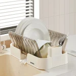 Égouttoir de cuisine de grande capacité, support de séchage de vaisselle en paquet unique, boîte de rangement pour couteaux et fourchettes, étagère d&rsquo;organisation de cuisine à domicile