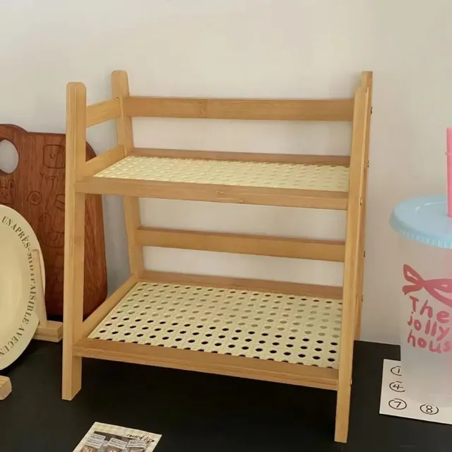 Étagère rangements bambou deux niveaux compacte design… – vue 2