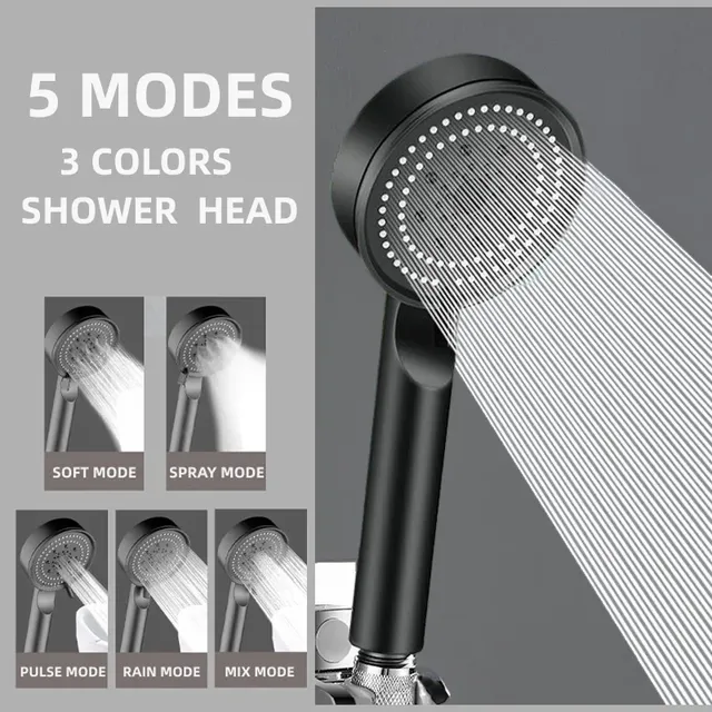 Pommeau de douche noir à 5 Modes d'économie d'eau