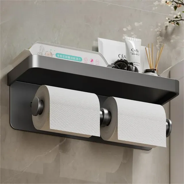 Porte papier toilette mural double tablette rangement… – vue 3