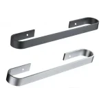 porte serviettes mural autocollant sans perçage aluminium argent brossé minimaliste profil plat extrémités arrondies anticorrosion optimisation espace installation facile