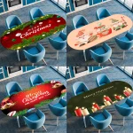 Couverture de Table basse ovale élastique, nappe rustique imprimée de fleurs de noël, nappe de dîner imperméable et résistante à l&rsquo;huile