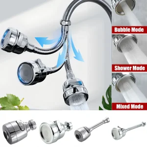 Buse de robinet de cuisine en acier inoxydable, robinet d&rsquo;eau d&rsquo;évier rotatif à 360 degrés, Extension de sortie anti-éclaboussures, tuyau de barboteur, tête de surpression de pulvérisation