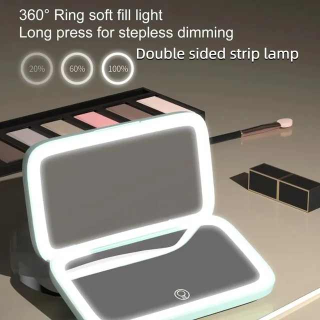 Miroir maquillage LED double face pliable portable rose… – vue 3