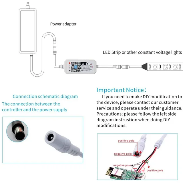 LED contrôleur WiFi intelligent DC 12 V 24 V variateur… – vue 3