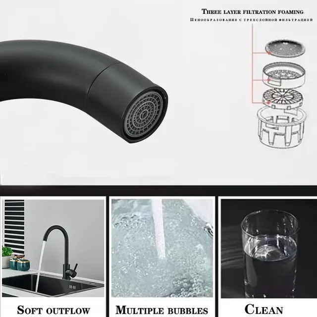 Robinet de cuisine mat en acier inoxydable – vue 3