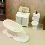 Baignoire Miniature pour maison de poupée, lavabo de toilette, modèle d&rsquo;armoire, accessoires de meubles pour décoration de maison de poupée, jouet de jeu pour enfants, 1/12
