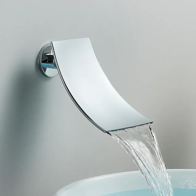 Bec lavabo noir laiton mural cascade plat incurvé jet… – vue 4
