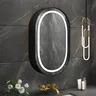 Miroir mural rond cadre noir mat anneau LED tactile… – vue 3