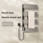 Porte-serviettes électrique chauffe-serviettes de salle de bain avec contrôle de la température et minuterie intégrée porte-serviettes chauffant sèche-serviettes à économie d&rsquo;énergie