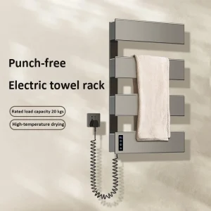 Porte-serviettes électrique chauffe-serviettes de salle de bain avec contrôle de la température et minuterie intégrée porte-serviettes chauffant sèche-serviettes à économie d&rsquo;énergie