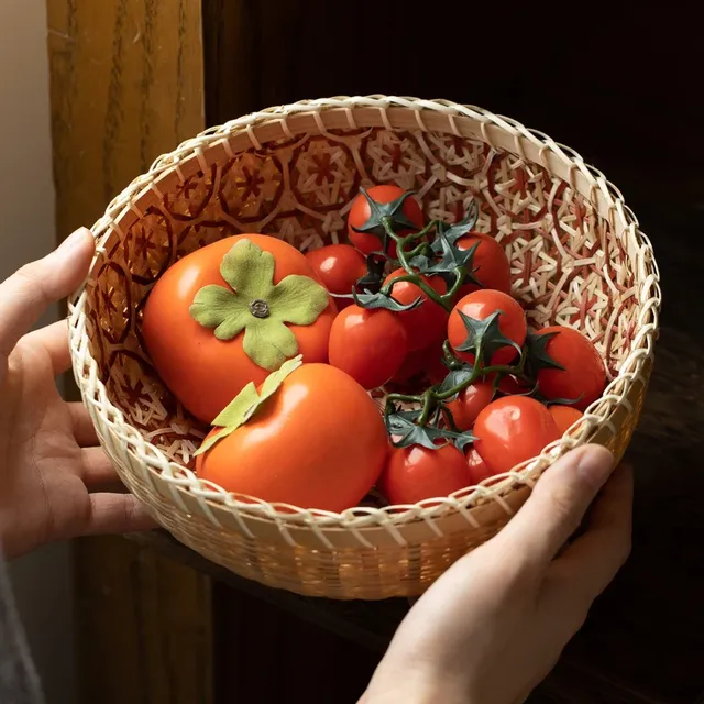 Panier de rangement rond en bambou tissé à la main – vue 3