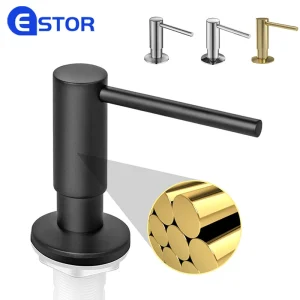 Distributeur de savon liquide en dégradbrossé avec pompe intégrée, bouteille en laiton, distributeur de savon noir, évier de cuisine, 500ml Distributeur de savon liquide en dégradbrossé avec pompe intégrée, bouteille en laiton, distributeur de savon noir, évier de cuisine, 500ml