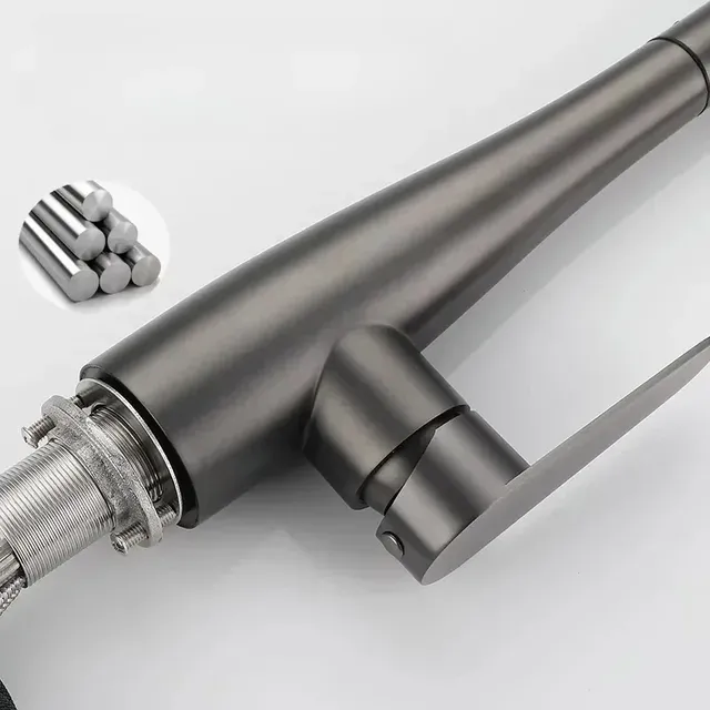 Mitigeur cuisine inox brossé finition noir mat bec haut… – vue 4