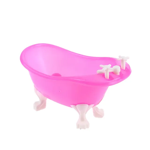 Baignoire miniature poupée plastique rigide rose vif… – vue 4