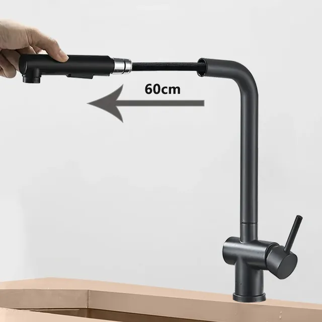 Robinet de cuisine extractible noir en Nickel – vue 2
