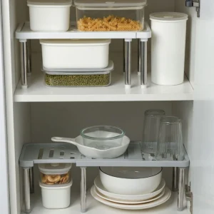 Étagère de comptoir d&rsquo;armoire de cuisine, étagères de cuisine, extensible, empilable, adapté pour HOUnder, évier, garde-manger, rangement de bureau
