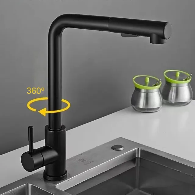Robinet d'évier de cuisine extractible noir – vue 2