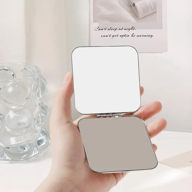 Miroir maquillage pliable rond compact métal chromé… – vue 4