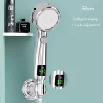 Pommeau de douche à main haute pression, salle de bain, économie d&rsquo;eau, pulvérisation réglable pressurisée, affichage numérique de la température LED