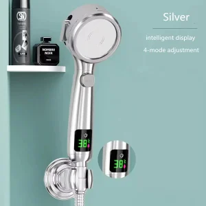 Pommeau de douche à main haute pression, salle de bain, économie d&rsquo;eau, pulvérisation réglable pressurisée, affichage numérique de la température LED
