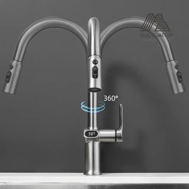 Mitigeur cuisine inox brossé col cygne élancé levier… – vue 3