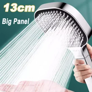 Pommeau de douche à grand panneau de 13cm, 3 modes, superchararge, pomme de douche à pluie, haute pression, robinet de douche à main, accessoires de salle de bains Pommeau de douche à grand panneau de 13cm, 3 modes, superchararge, pomme de douche à pluie, haute pression, robinet de douche à main, accessoires de salle de bains