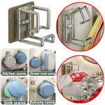 Crochets auto-adhésifs muraux pour lavabo, supports de rangement pour lavabo de salle de bains, gain de place, crochets en acier inoxydable