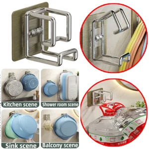 Crochets auto-adhésifs muraux pour lavabo, supports de rangement pour lavabo de salle de bains, gain de place, crochets en acier inoxydable Crochets auto-adhésifs muraux pour lavabo, supports de rangement pour lavabo de salle de bains, gain de place, crochets en acier inoxydable